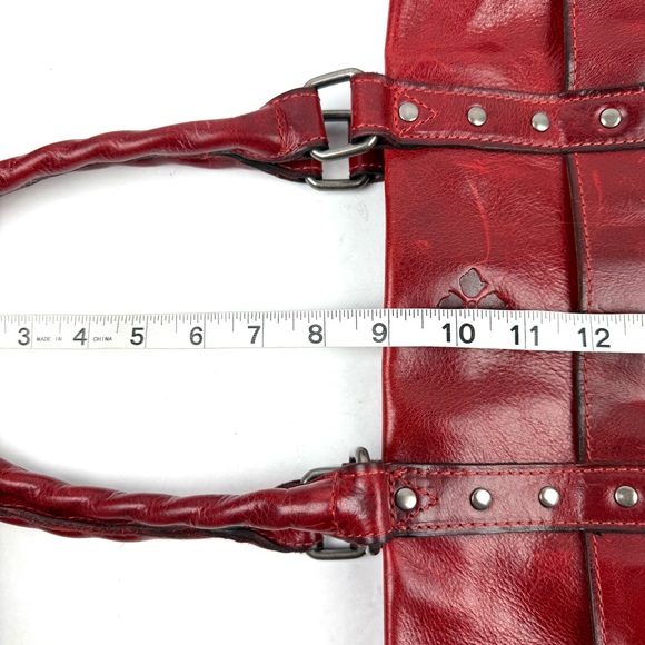 Patricia Nash Carducci Ochre Handbag Distressed Red Leather Purse Long Strap - Picture 14 of 16